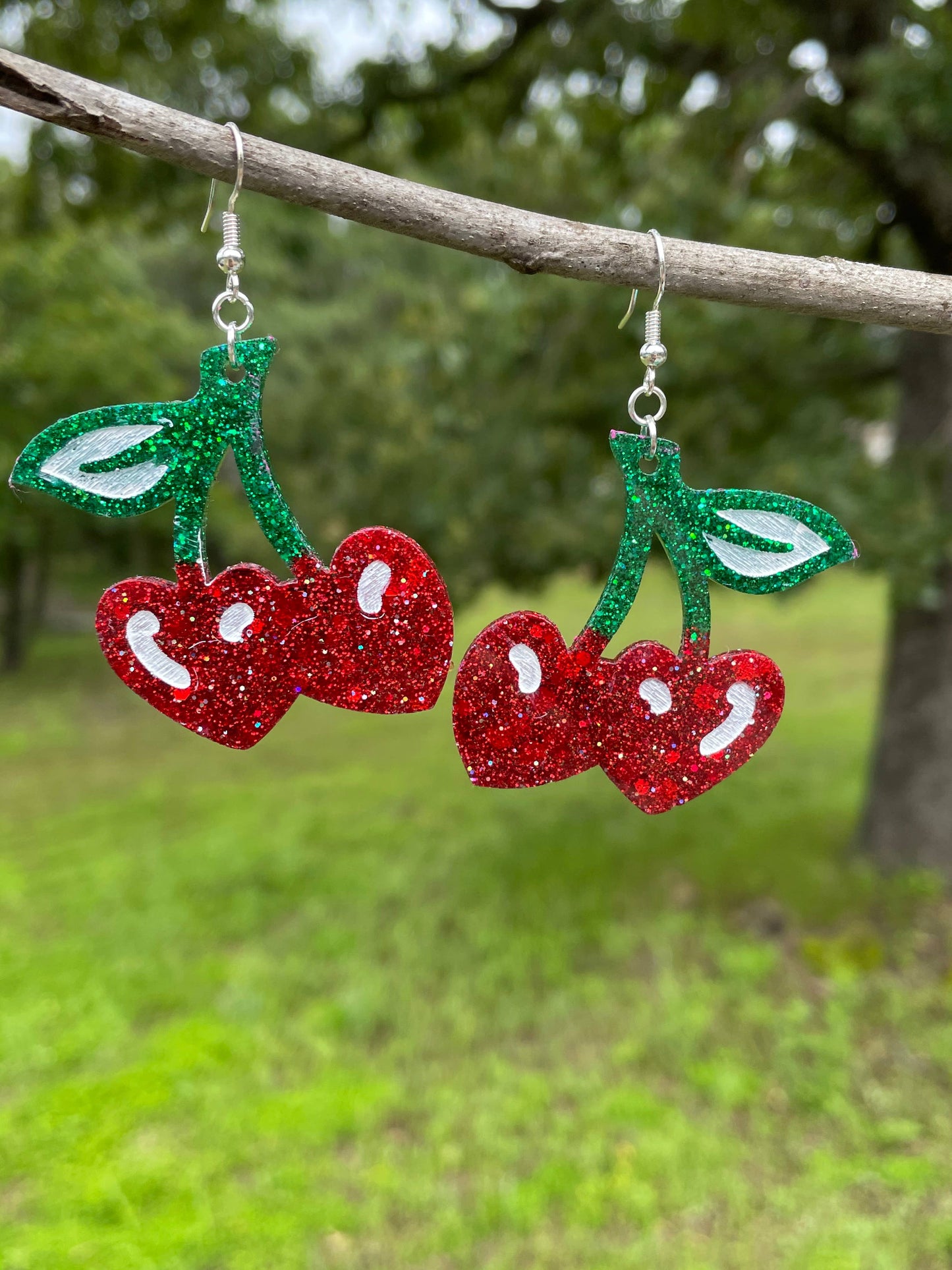 Cherry Sparkle Dangle Earrings