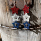 4th Of July Star Drop Dangle Earrings Red White and Blue