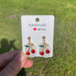 Cherry Glitter Ball post earrings