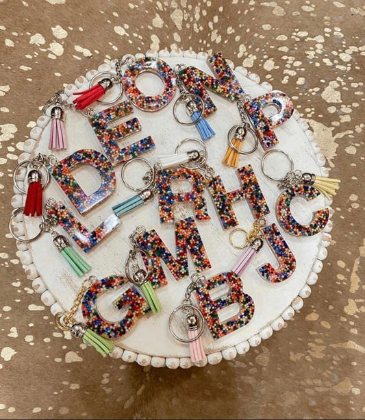 Personalized Candy Sprinkle Resin Keychains